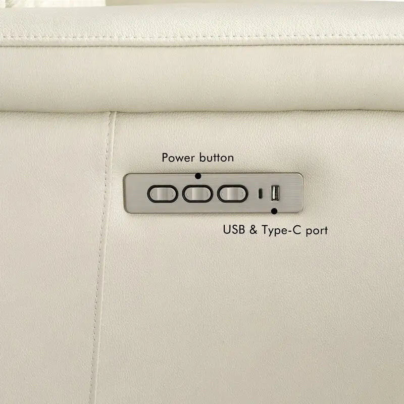 Poltrona reclinabile elettrica, monoposto, crema/verde/blu, pelle