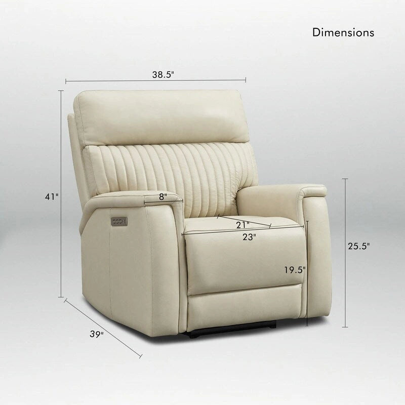 Poltrona reclinabile elettrica, monoposto, crema/verde/blu, pelle