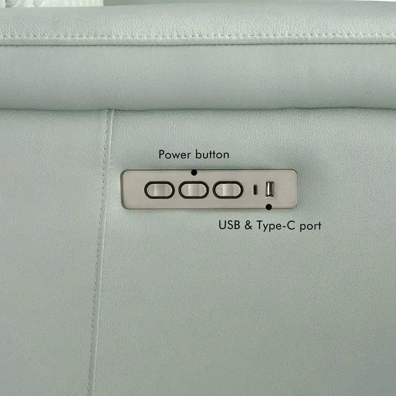 Poltrona reclinabile elettrica, monoposto, crema/verde/blu, pelle