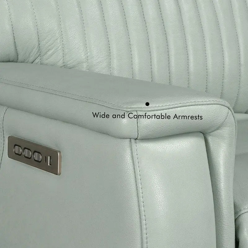 Poltrona reclinabile elettrica, monoposto, crema/verde/blu, pelle