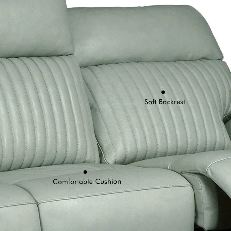 Poltrona reclinabile elettrica, monoposto, crema/verde/blu, pelle