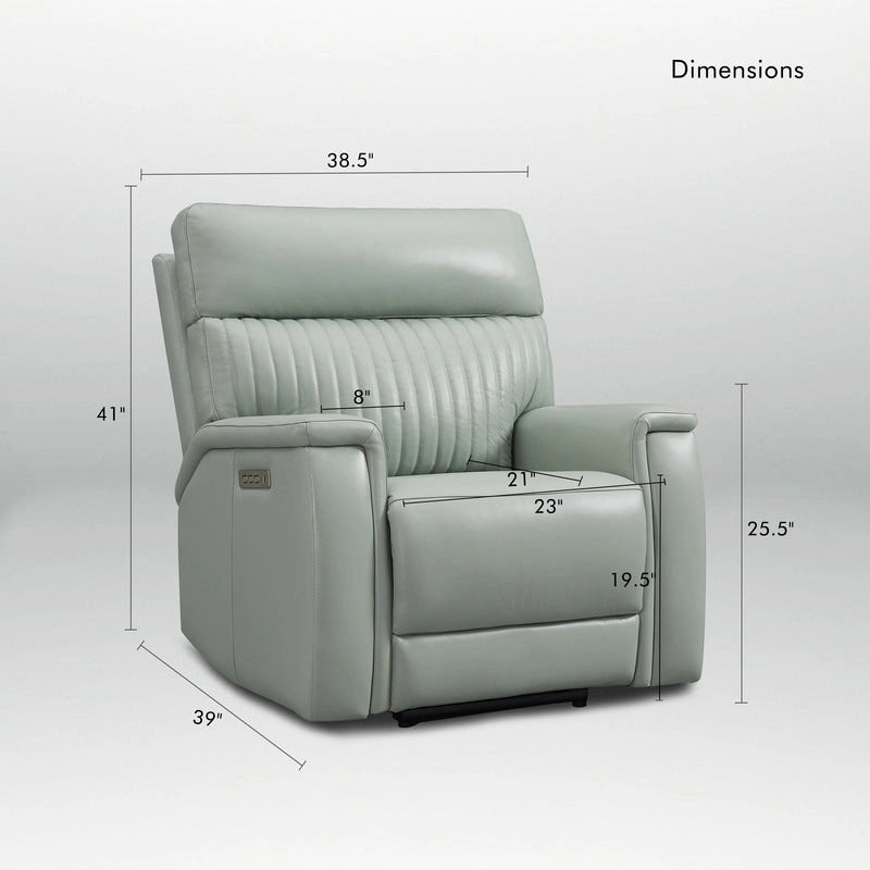 Poltrona reclinabile elettrica, monoposto, crema/verde/blu, pelle