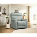 Poltrona reclinabile elettrica, monoposto, crema/verde/blu, pelle