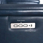 Poltrona reclinabile elettrica, monoposto, crema/verde/blu, pelle