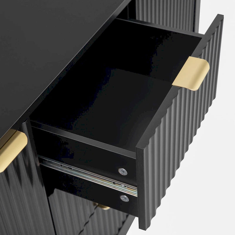 Mobile Contenitore da Ingresso Nero/Bianco/Ciano con Cassetti, Montaggio Singolo