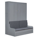 Letto a Scomparsa Matrimoniale Queen con Cuscino per Sedia – Espresso / Grigio / Bianco, 2 posti letto