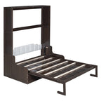 Letto a Scomparsa Matrimoniale Queen con Cuscino per Sedia – Espresso / Grigio / Bianco, 2 posti letto