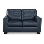 Divanetto due posti in pelle trapuntata Ocean Blue / Black, 157 cm