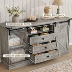 Cassettiera bianca da fattoria a 4 cassetti con ante scorrevoli a fienile, montaggio per 1 persona