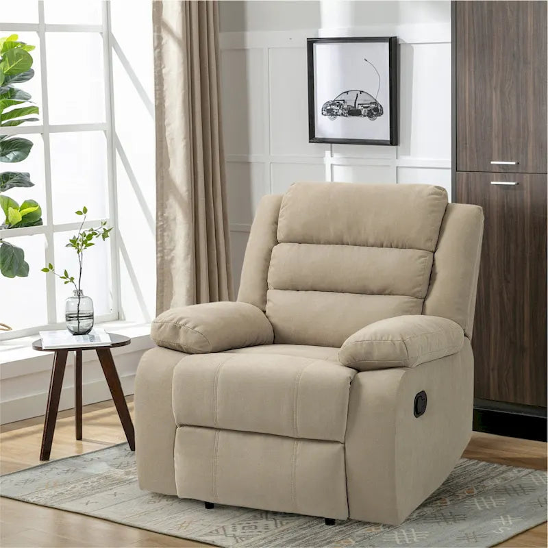 Beige / Grigio Scuro / Avena / Grigio Verde / Grigio, Velluto a coste e Cotone, Poltrona reclinabile manuale a spinta singola
