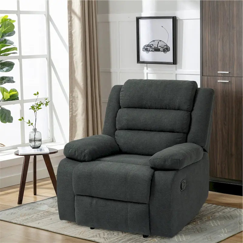 Beige / Grigio Scuro / Avena / Grigio Verde / Grigio, Velluto a coste e Cotone, Poltrona reclinabile manuale a spinta singola