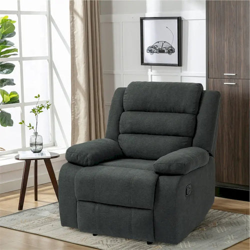 Beige / Grigio Scuro / Avena / Grigio Verde / Grigio, Velluto a coste e Cotone, Poltrona reclinabile manuale a spinta singola