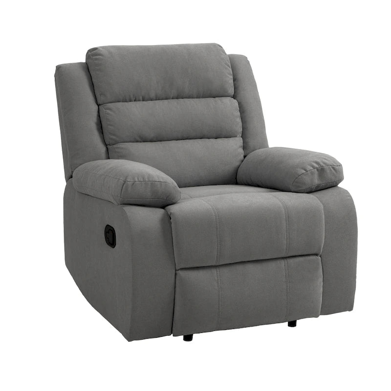Beige / Grigio Scuro / Avena / Grigio Verde / Grigio, Velluto a coste e Cotone, Poltrona reclinabile manuale a spinta singola