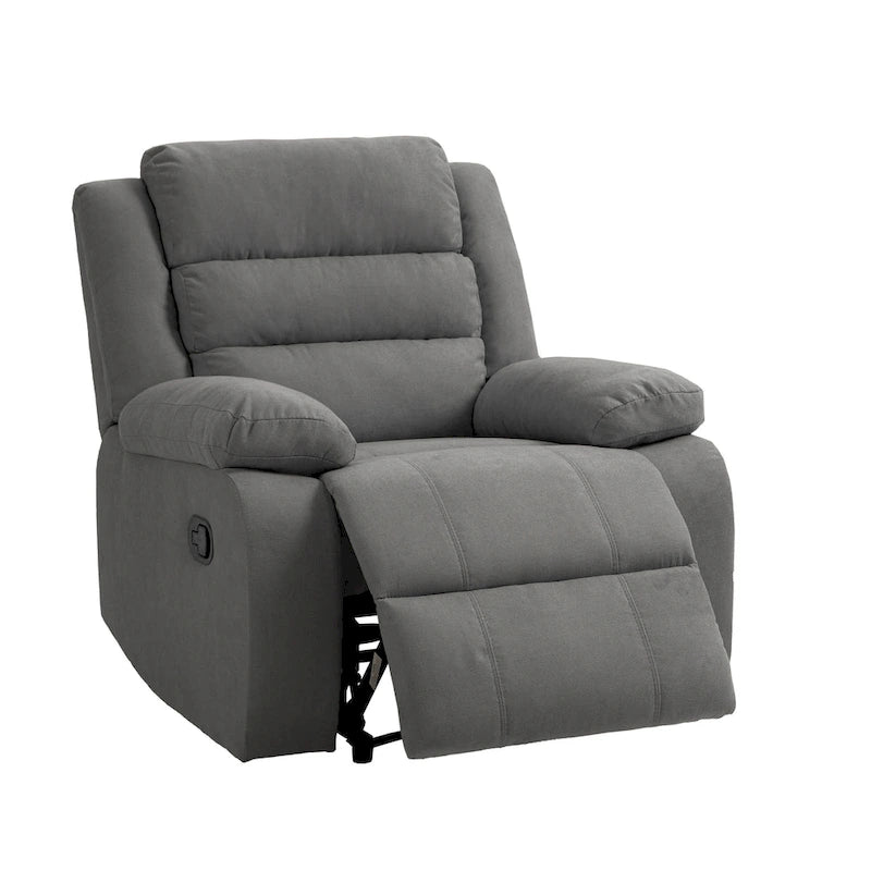 Beige / Grigio Scuro / Avena / Grigio Verde / Grigio, Velluto a coste e Cotone, Poltrona reclinabile manuale a spinta singola