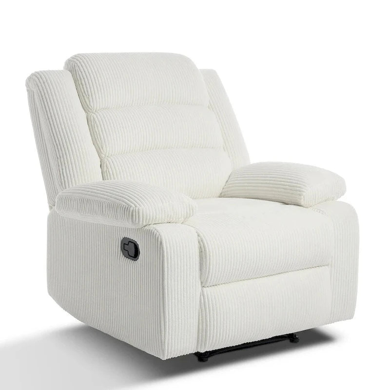 Beige / Grigio Scuro / Avena / Grigio Verde / Grigio, Velluto a coste e Cotone, Poltrona reclinabile manuale a spinta singola