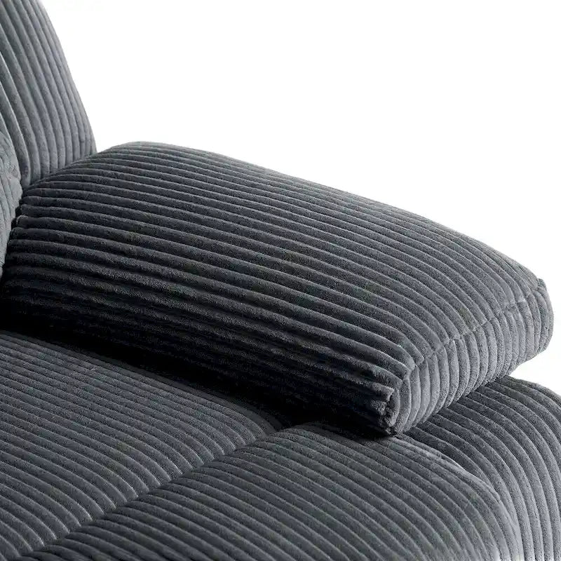 Beige / Grigio Scuro / Avena / Grigio Verde / Grigio, Velluto a coste e Cotone, Poltrona reclinabile manuale a spinta singola