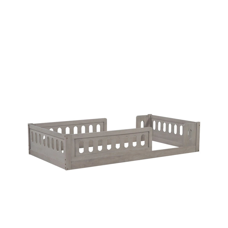 Letto a piattaforma singolo per bambini naturale/bianco con ringhiera semi-chiusa, 1 bambino