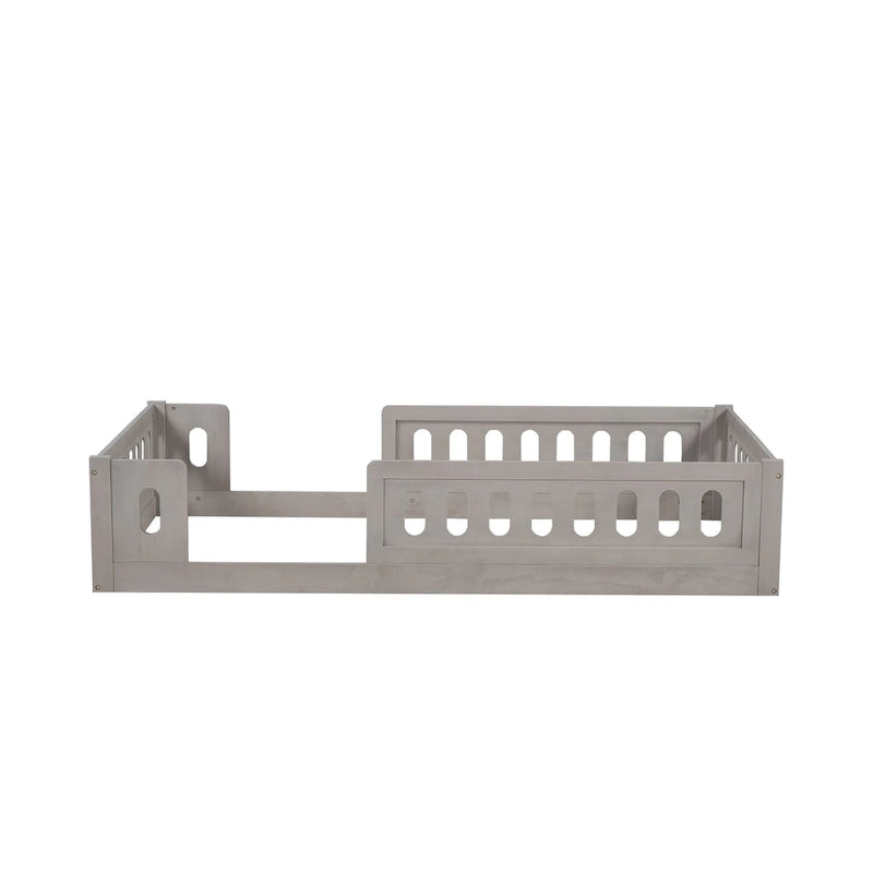 Letto a piattaforma singolo per bambini naturale/bianco con ringhiera semi-chiusa, 1 bambino