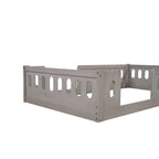 Letto a piattaforma singolo per bambini naturale/bianco con ringhiera semi-chiusa, 1 bambino