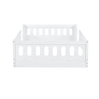 Letto a piattaforma singolo per bambini naturale/bianco con ringhiera semi-chiusa, 1 bambino