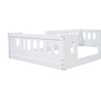Letto a piattaforma singolo per bambini naturale/bianco con ringhiera semi-chiusa, 1 bambino