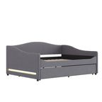 Divano-letto Teddy in pile rosa/grigio/beige con letto estraibile e luci LED – Matrimoniale, 2 posti letto