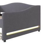 Divano-letto Teddy in pile rosa/grigio/beige con letto estraibile e luci LED – Matrimoniale, 2 posti letto