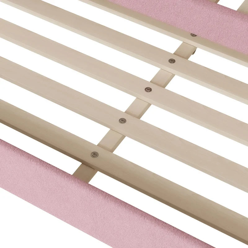 Divano-letto Teddy in pile rosa/grigio/beige con letto estraibile e luci LED – Matrimoniale, 2 posti letto