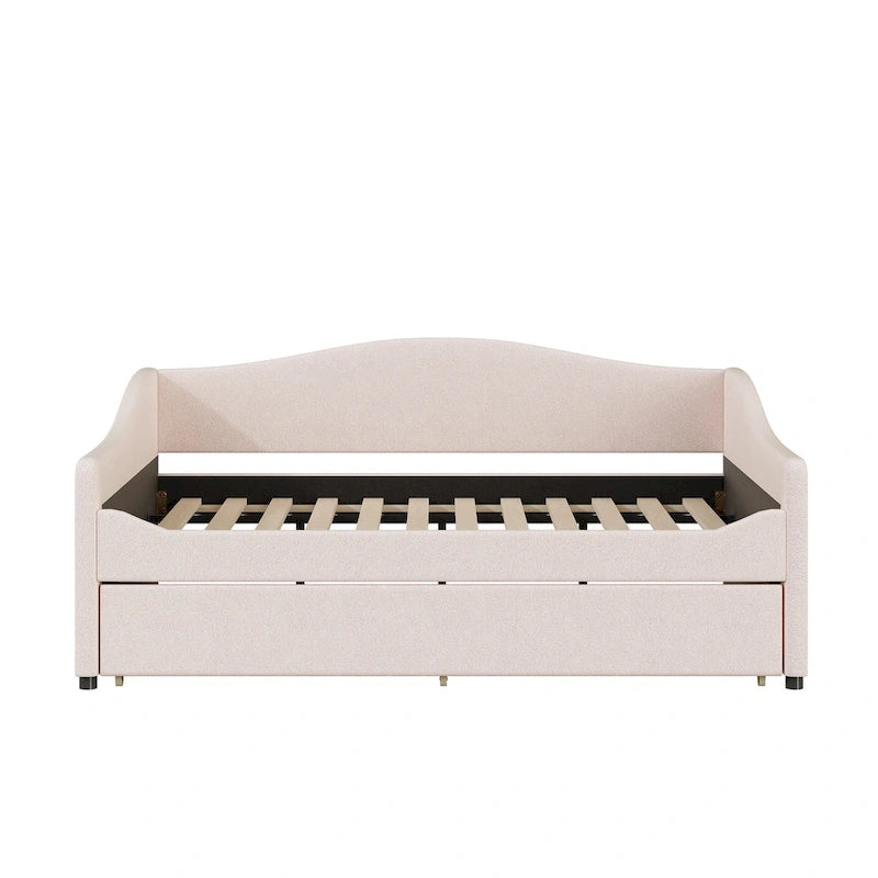 Divano-letto Teddy in pile rosa/grigio/beige con letto estraibile e luci LED – Matrimoniale, 2 posti letto