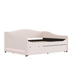 Divano-letto Teddy in pile rosa/grigio/beige con letto estraibile e luci LED – Matrimoniale, 2 posti letto