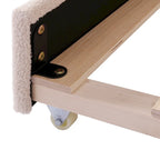 Divano-letto Teddy in pile rosa/grigio/beige con letto estraibile e luci LED – Matrimoniale, 2 posti letto