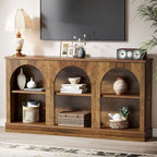 Consolle rustica bianca/marrone/nera, 3 ripiani, montaggio a 1 persona, 160 cm L