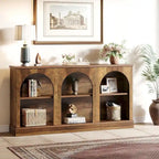 Consolle rustica bianca/marrone/nera, 3 ripiani, montaggio a 1 persona, 160 cm L