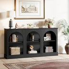 Consolle rustica bianca/marrone/nera, 3 ripiani, montaggio a 1 persona, 160 cm L
