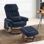 Poltrona reclinabile girevole a 360° in similpelle grigio / blu / grigio scuro con poggiapiedi, monoposto