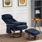 Poltrona reclinabile girevole a 360° in similpelle grigio / blu / grigio scuro con poggiapiedi, monoposto