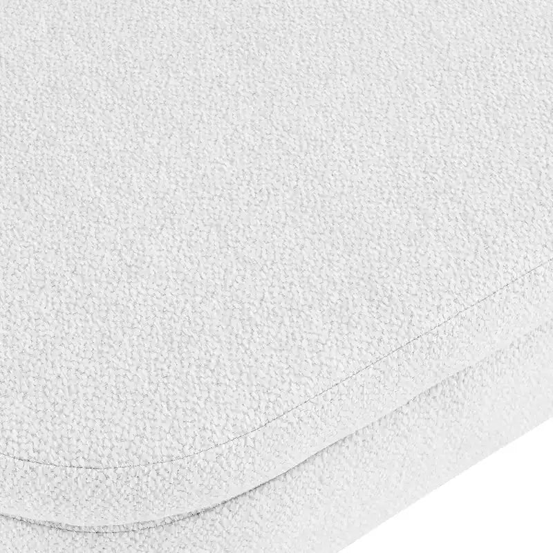 Panca pouf contenitore ovale pieghettata Beige / Bianco / Grigio, sedile singolo, gambe in legno di gomma