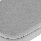 Panca pouf contenitore ovale pieghettata Beige / Bianco / Grigio, sedile singolo, gambe in legno di gomma