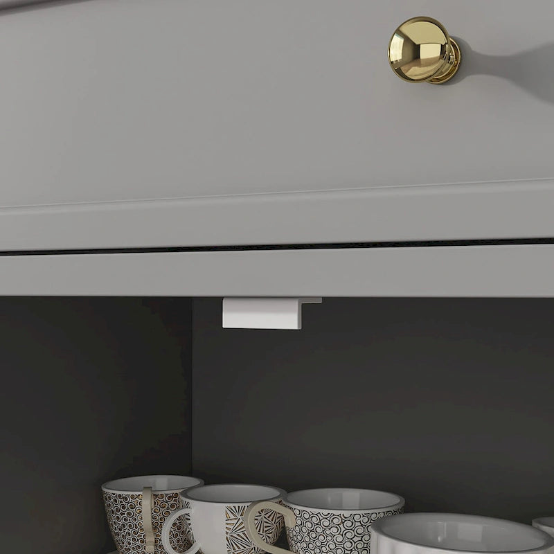 Cassettiera a 5 cassetti con ripiani laterali – Bianco / Grigio / Nero