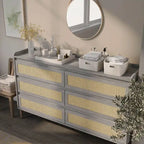 DH BASIC Boho Chic Beach 63-inch Wide Rattan 6-Drawer Dresser by Denhour