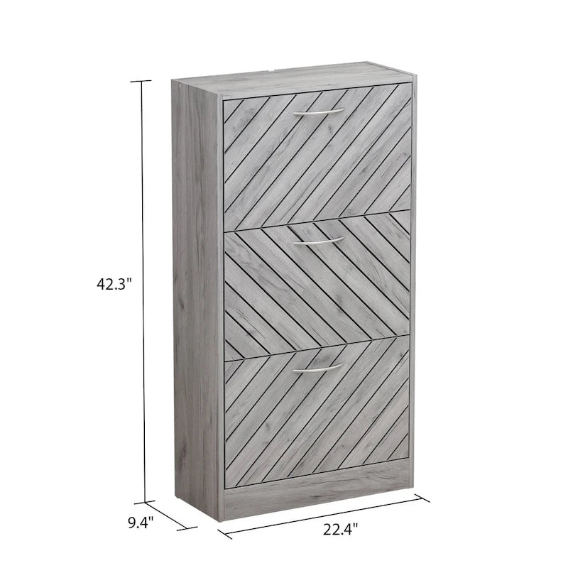 FUFU&GAGA Freestanding 3 Flip Drawers Shoe Cabinet Storage Organizer