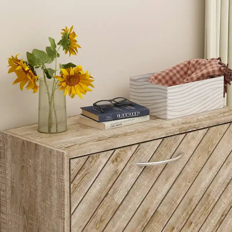 Scarpiera da Terra a 3 Cassetti Grigio/Rovere, Contiene 12-15 Paia