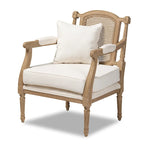 Poltrona in stile francese color avorio, Rattan e Tessuto, Posto singolo