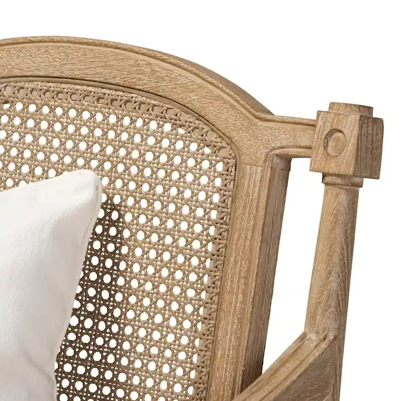 Poltrona in stile francese color avorio, Rattan e Tessuto, Posto singolo