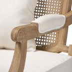 Poltrona in stile francese color avorio, Rattan e Tessuto, Posto singolo