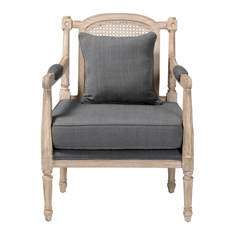 Poltrona in stile francese color avorio, Rattan e Tessuto, Posto singolo