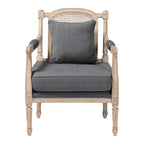 Poltrona in stile francese color avorio, Rattan e Tessuto, Posto singolo