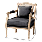 Poltrona in stile francese color avorio, Rattan e Tessuto, Posto singolo