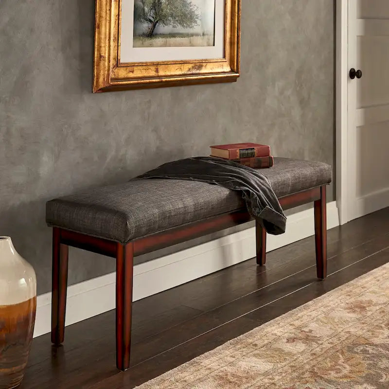 Panca senza schienale rivestita in lino, Marrone/Beige/Grigio, 2 posti