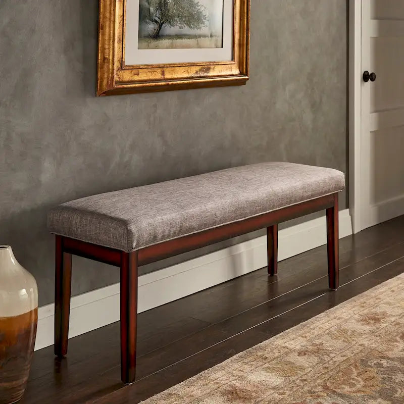 Panca senza schienale rivestita in lino, Marrone/Beige/Grigio, 2 posti